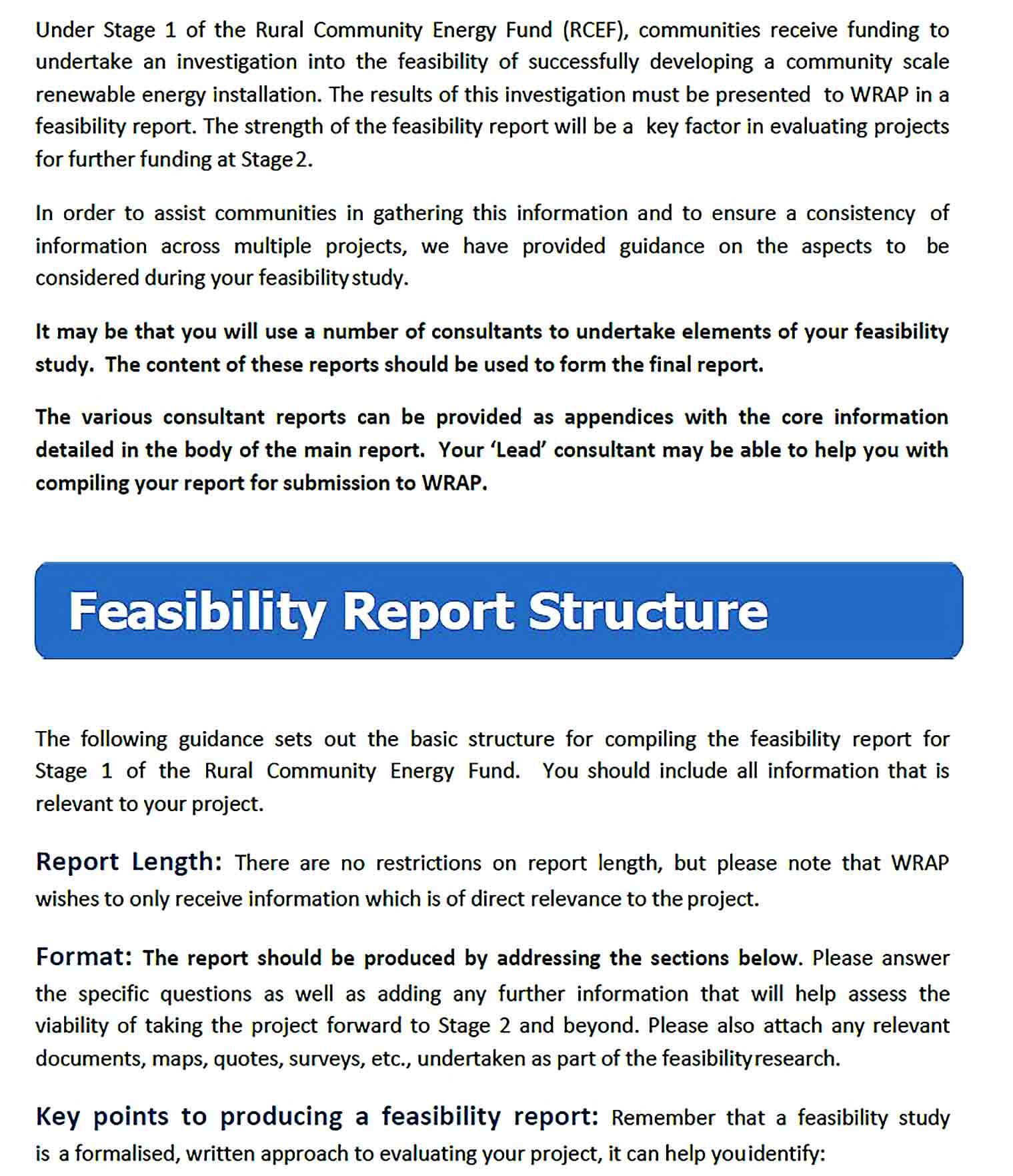 Sample RCEF Stage 1 Feasibility Report Structure Nov 2015 0 1