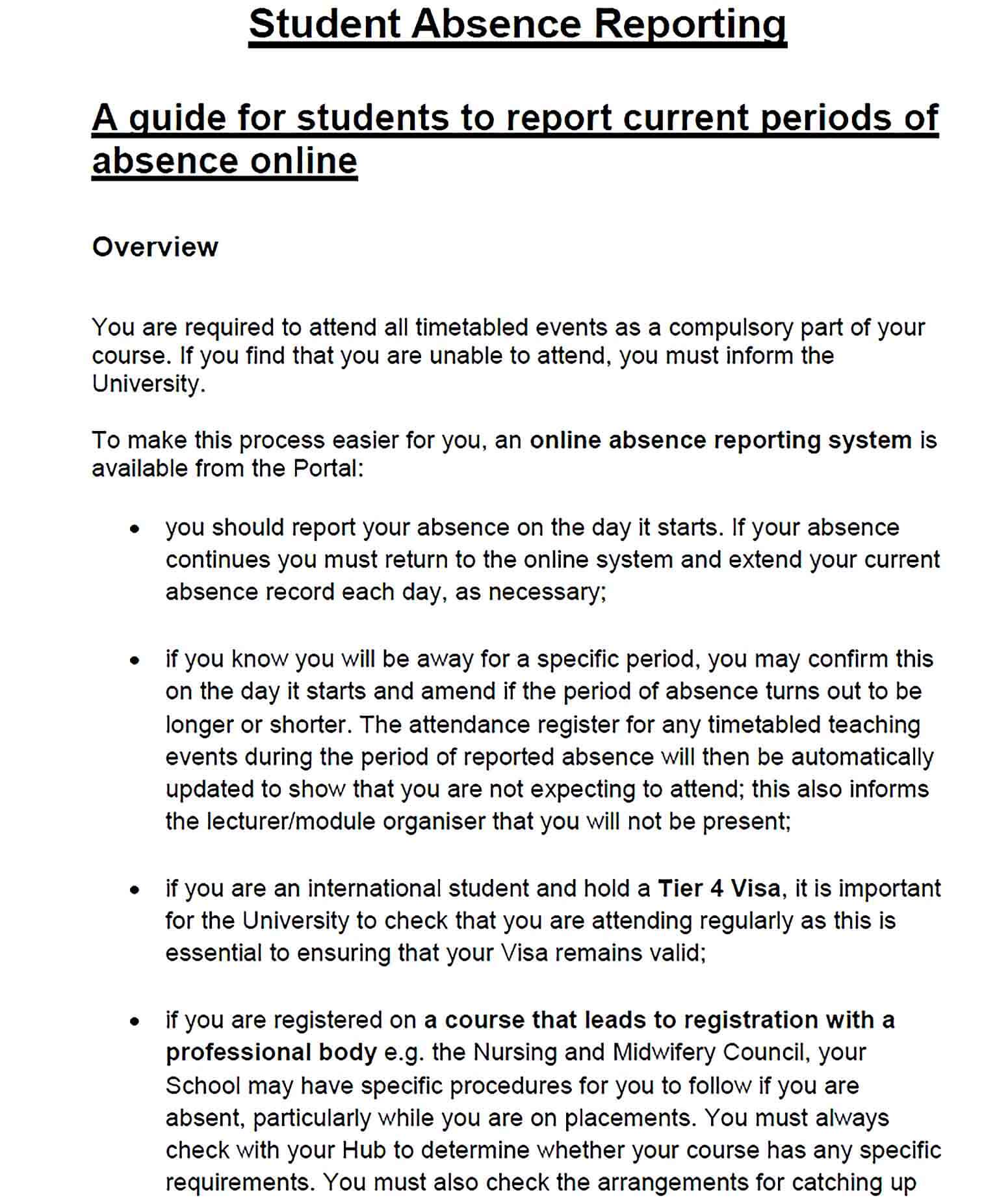 Sample Student Absence Report