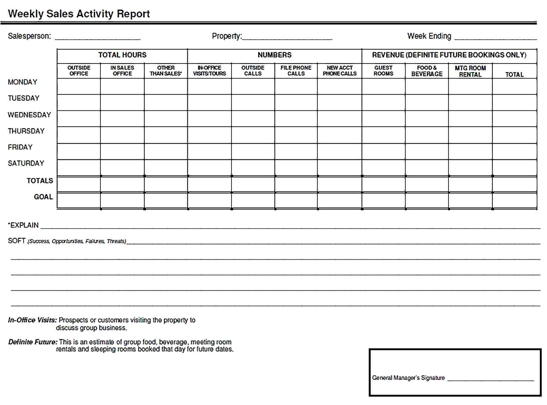 Sample Weekly Sales Activity Report Word Template