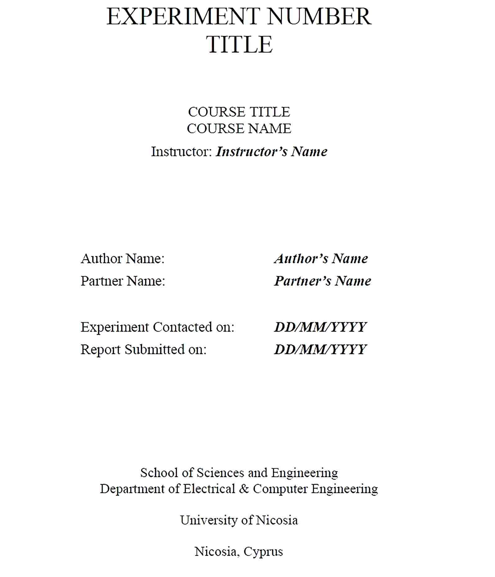 Sample engineering lab report template 1
