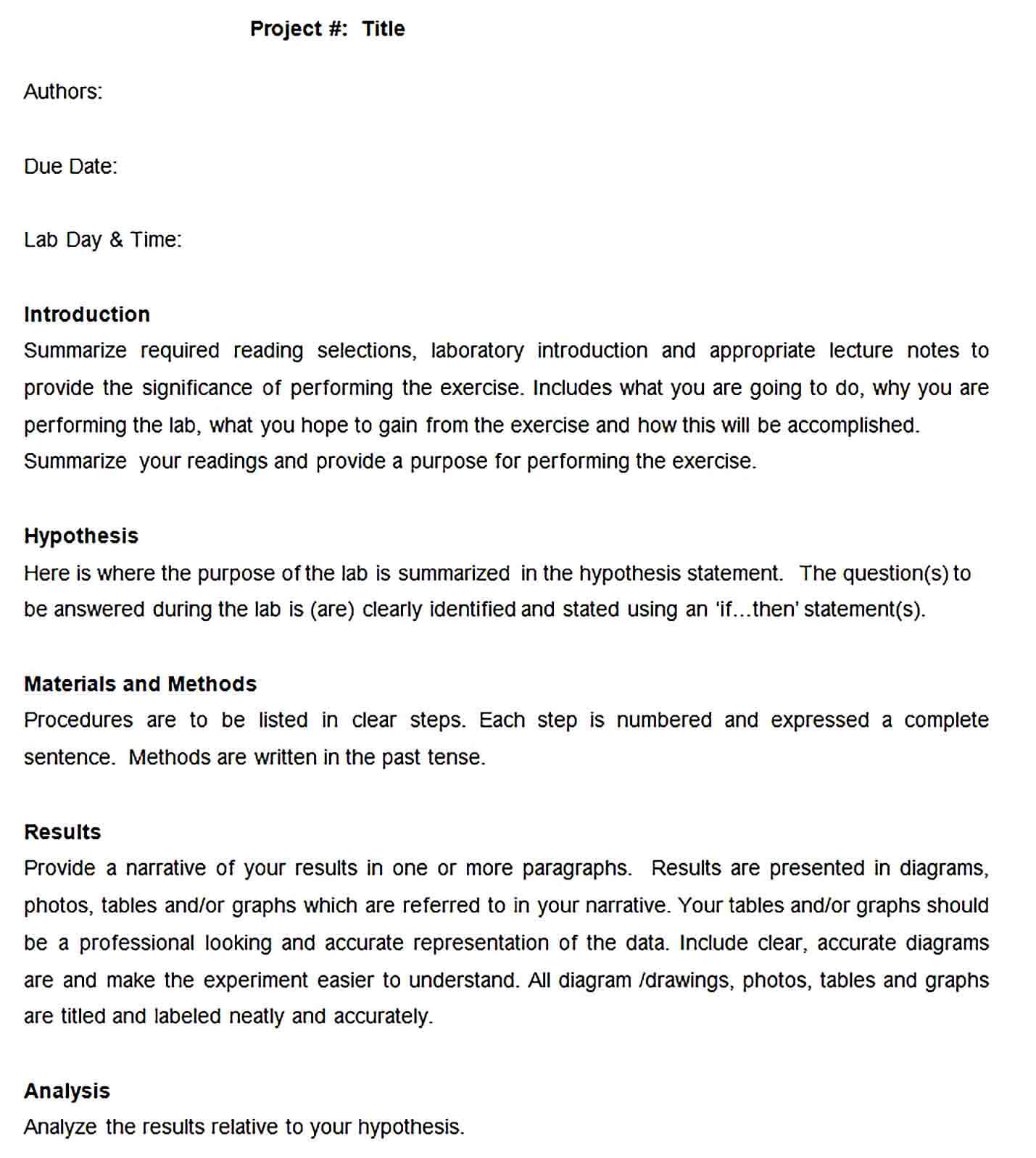 Sample microbiology lab report template