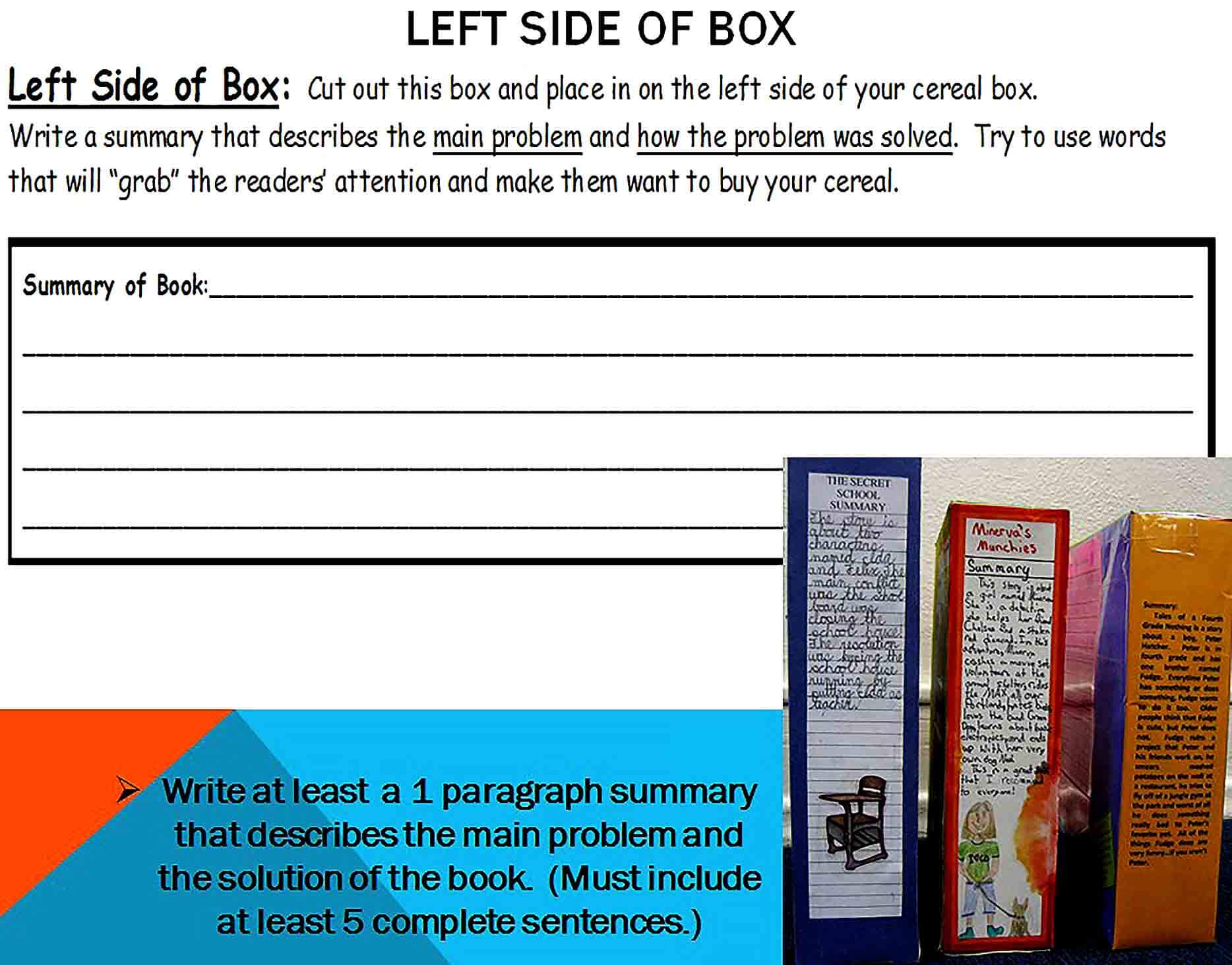 cereal box book report template 2