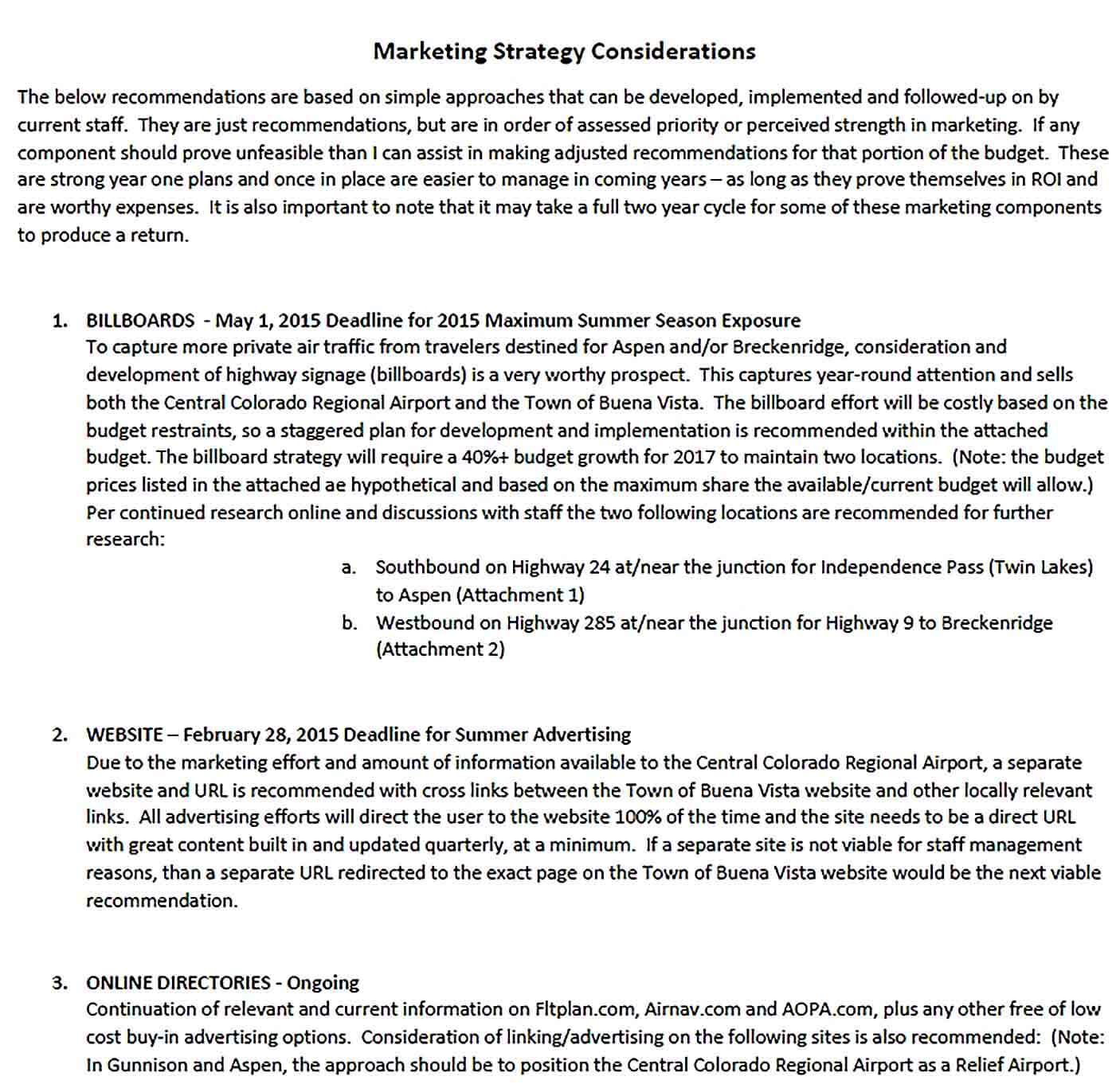 Sample Marketing Strategy Report Template