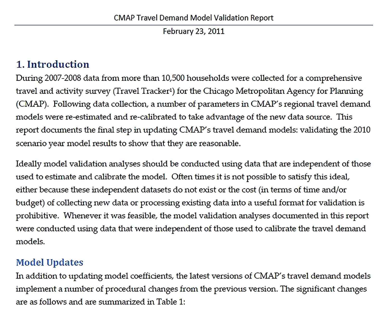 Sample Model Report