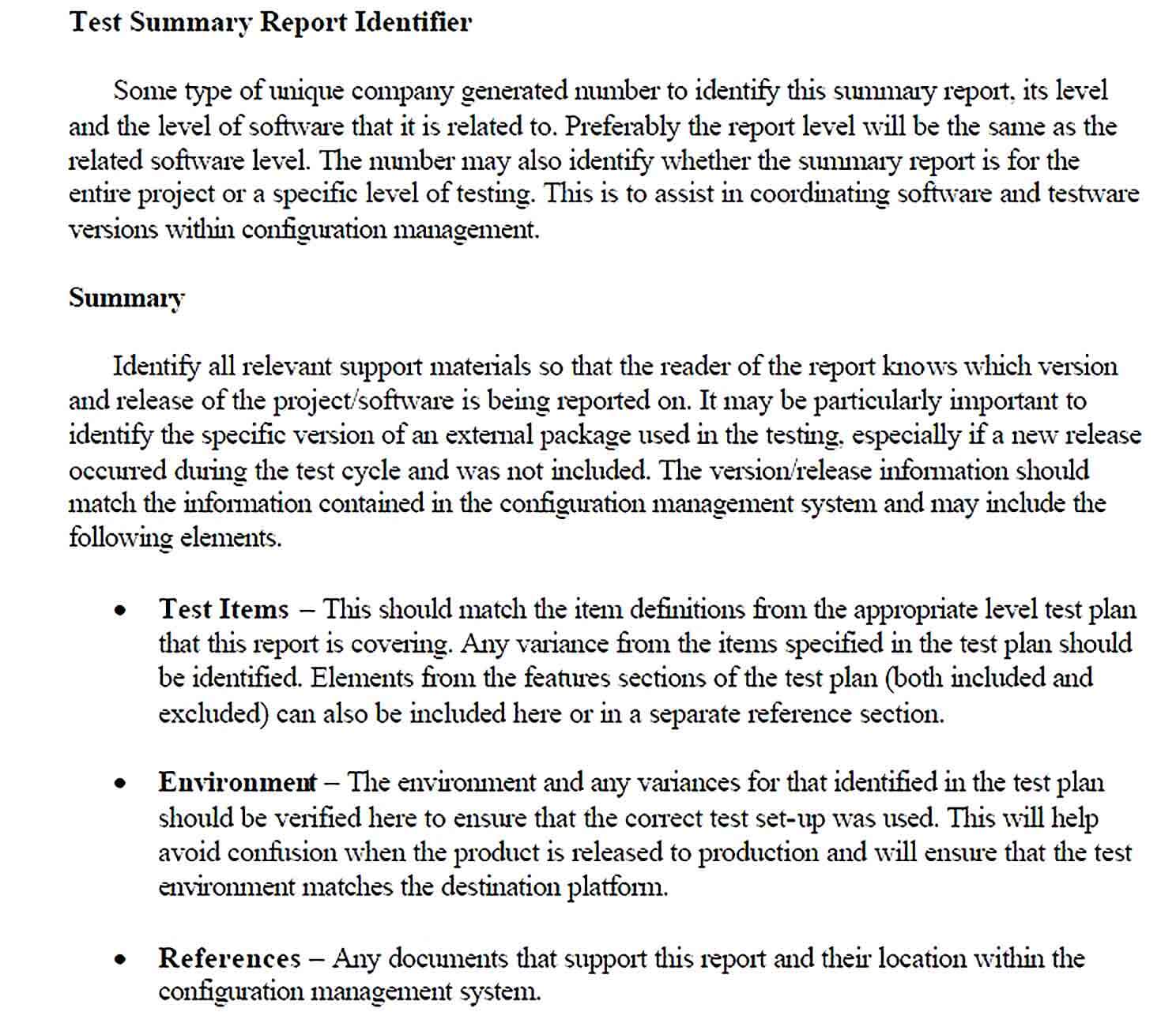 Sample Summary Report