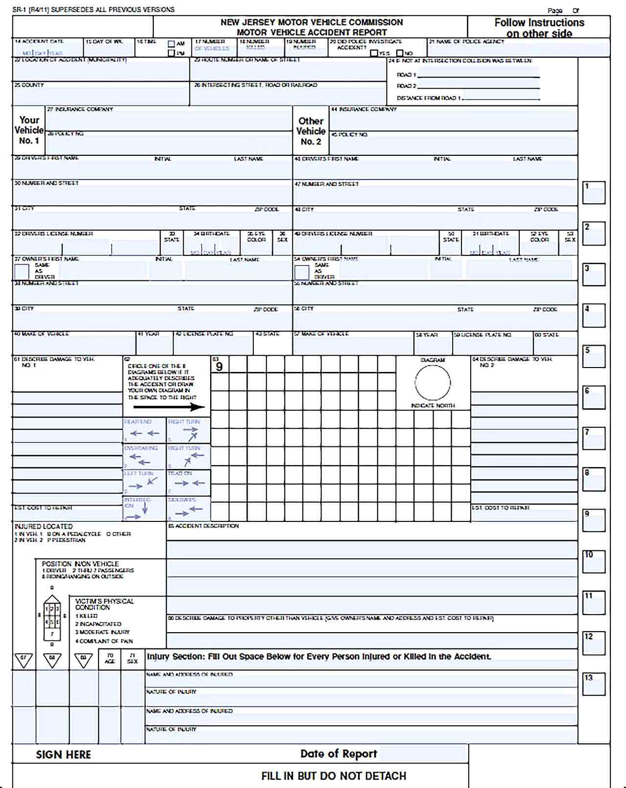 Sample Vehicle Accident Report Forms Template
