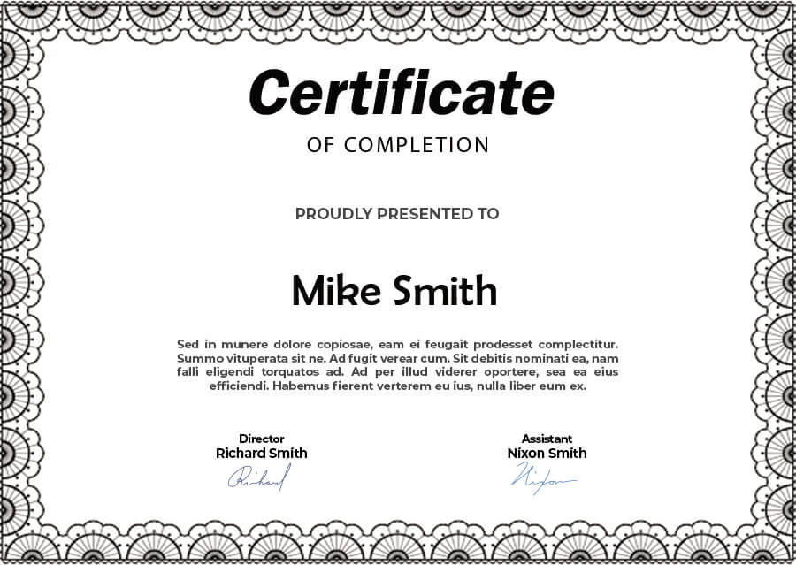 certificate of completion in psd design
