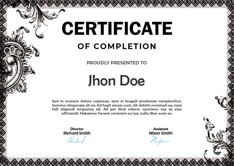 certificate of completion psd templates