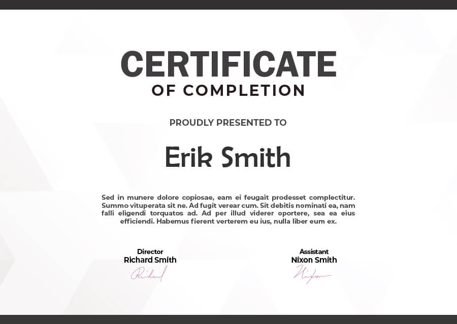 certificate of completion psd templates