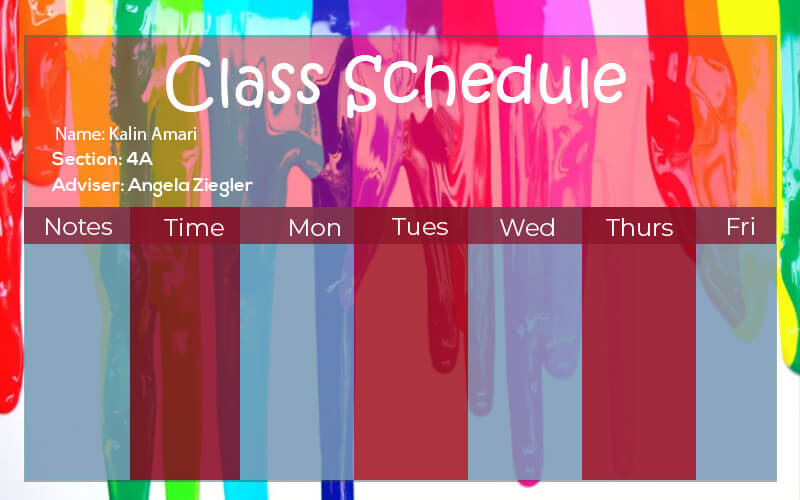 class Schedule in psd design