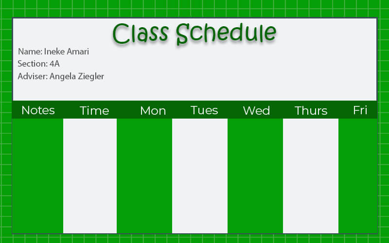 class Schedule psd templates