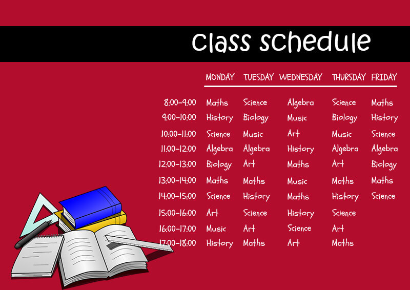 class Schedule templates for photoshop