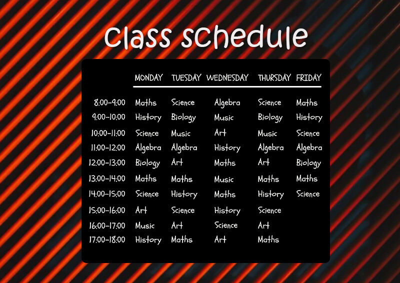 class Schedule templates psd
