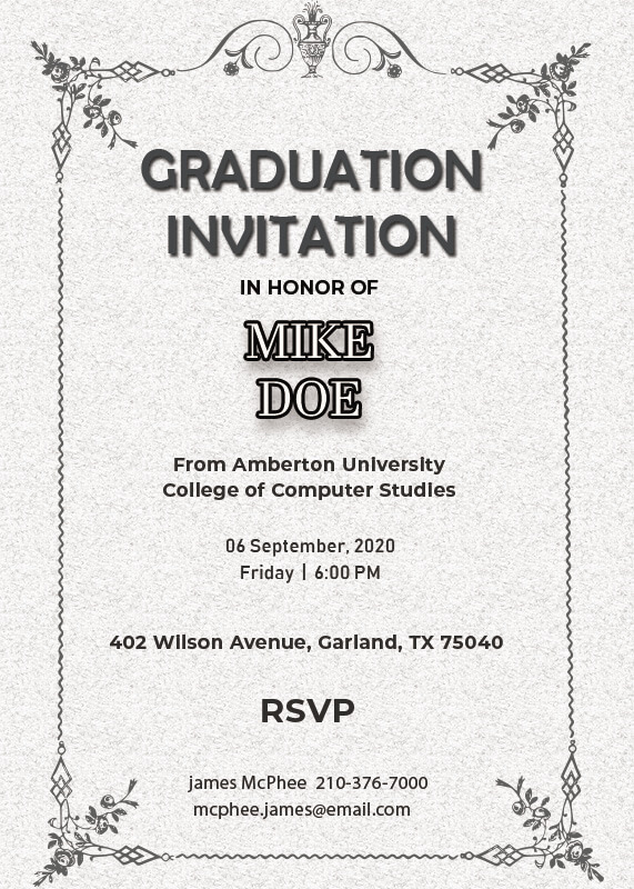 Graduation Invitation in psd design