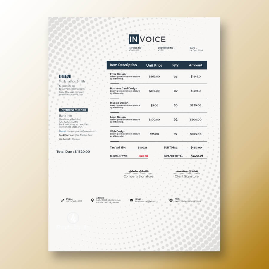 commercial invoice templates for photoshop