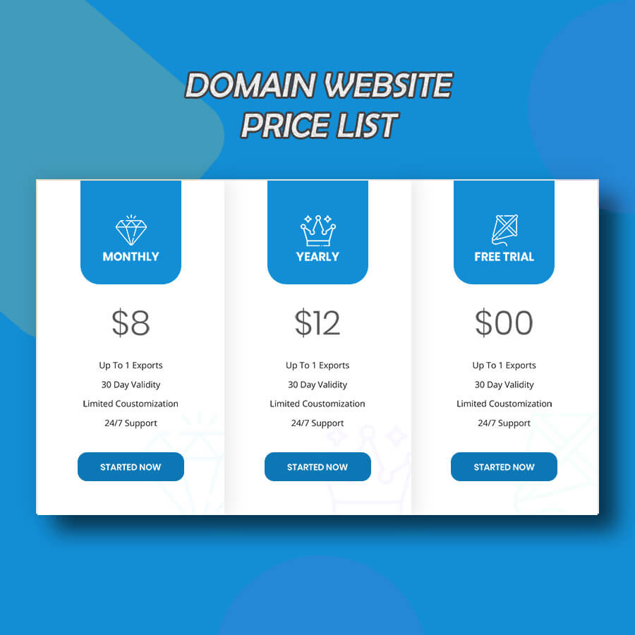 price list example psd design