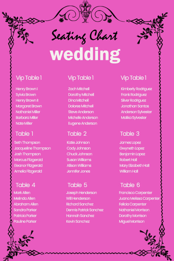 wedding seating chart customizable psd design templates