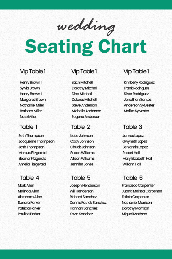 wedding seating chart example psd design