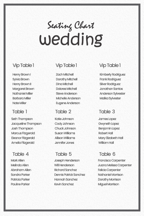 wedding seating chart in photoshop