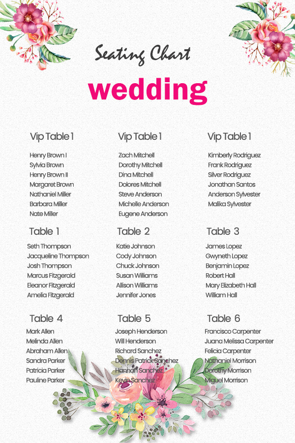 wedding seating chart templates for photoshop