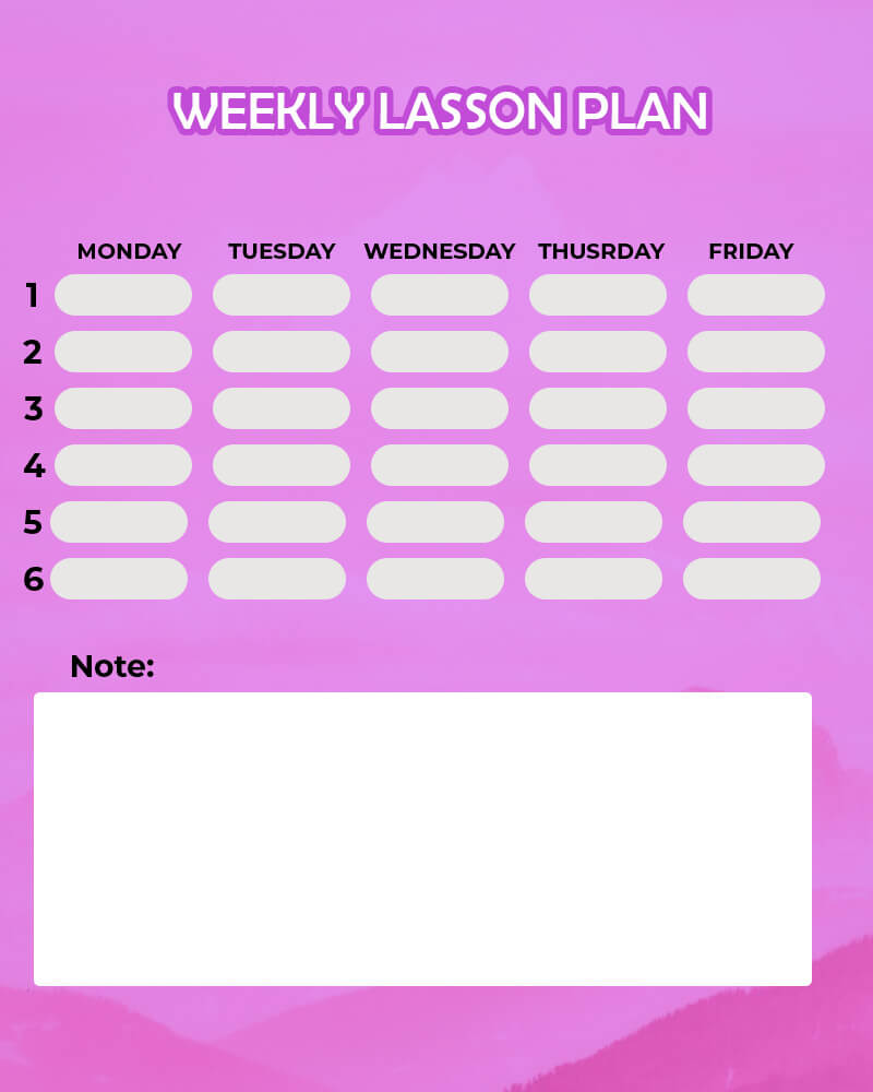 weekly lesson plan in photoshop