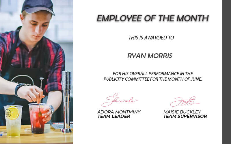 Employee of the Month example psd design