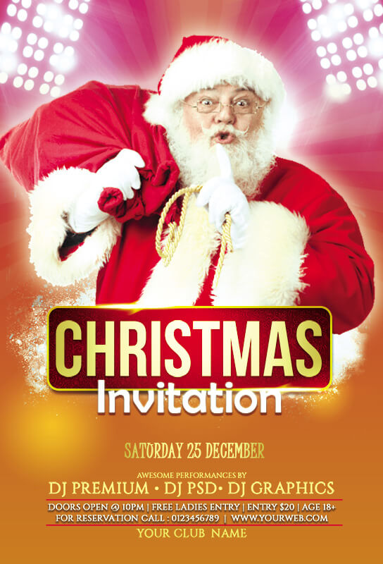 christmas party invitation psd templates