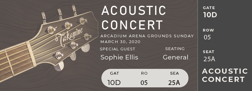 concert ticket customizable psd design templates