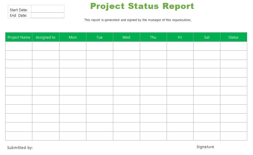 project status report in word