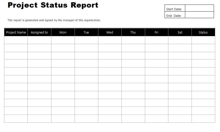 project status report template free word