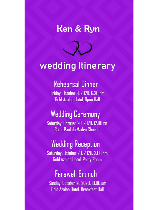 wedding itinerary in psd design