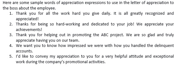 82 Letter of Appreciation to Boss about Employee