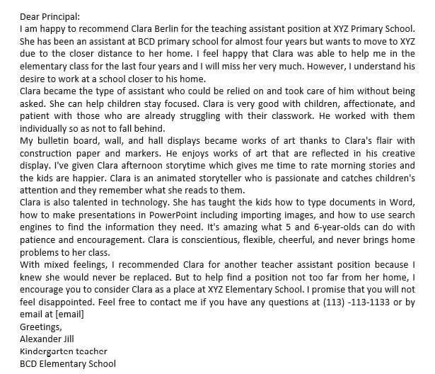 Artikel 44. Teacher Assistant Recommendation Letter
