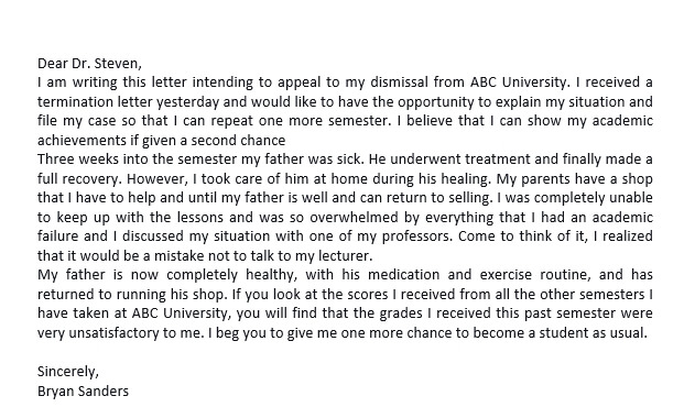 Artikel 46. Academic Dismissal Appeal Letter