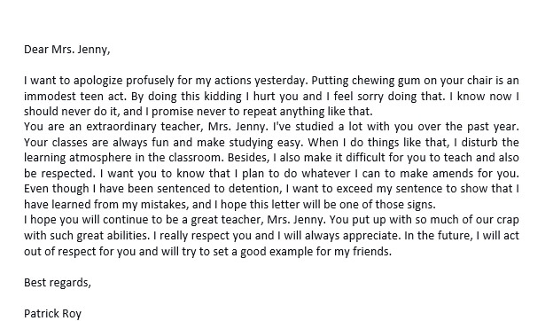 Artikel 47. Apology Letter to Teacher