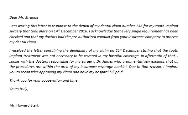 149.Dental Insurance Appeal Letter