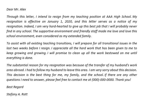 153. Respectful Resignation with Sending a Teacher Resignation Letter to Principal
