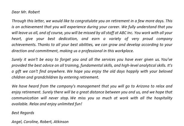 155. Give A Congratulations on Your Retirement Letter to Your Best Coworkers