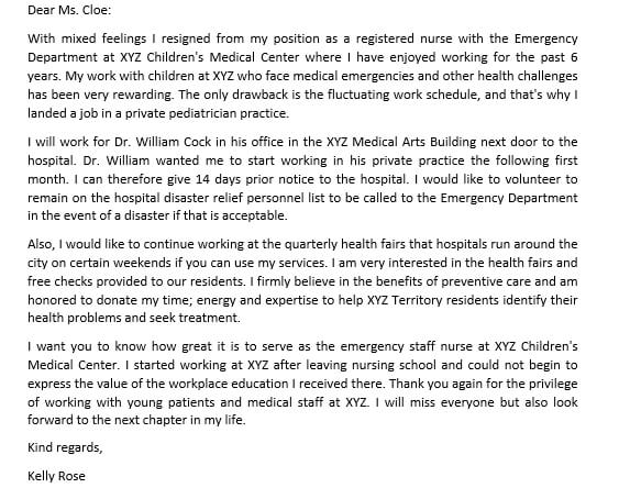 Artikel 198. Nurse Resignation Letter